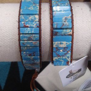 Regalite stacked stone woven bracelet